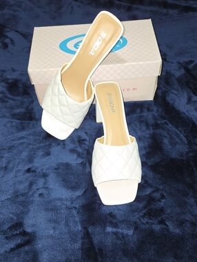 Soda White Quilted Slip-On Mules